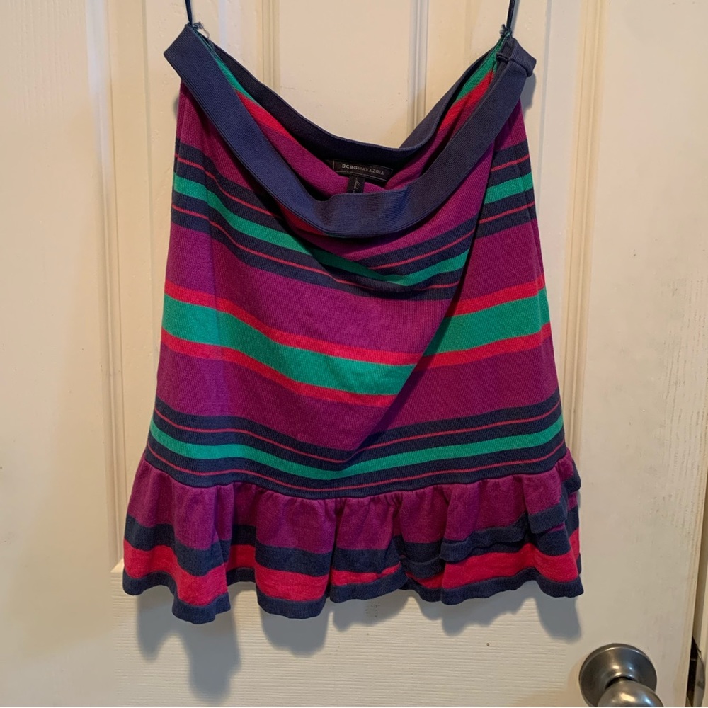 BCBG Striped mini skirt.